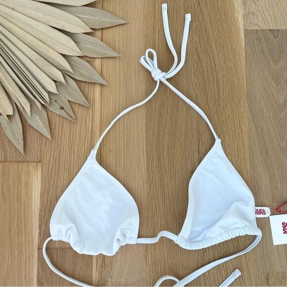 Solid & Striped Alexia High Cut Wrap Tie White Marshmallow Swim Suit Size Large - Picture 6 of 11